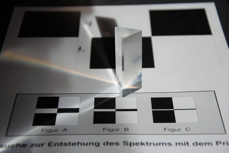 Oszlifowany pryzmat i szablony do eksperymentów