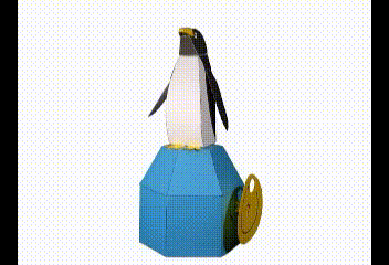 Pingwin nielot - mechaniczny teatrzyk