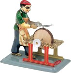 Robotnik ze szlifierką - model napędzany maszyną parową Wilesco