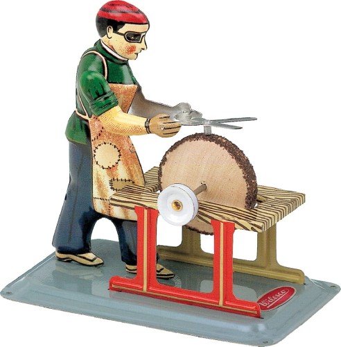 Robotnik ze szlifierką - model napędzany maszyną parową Wilesco