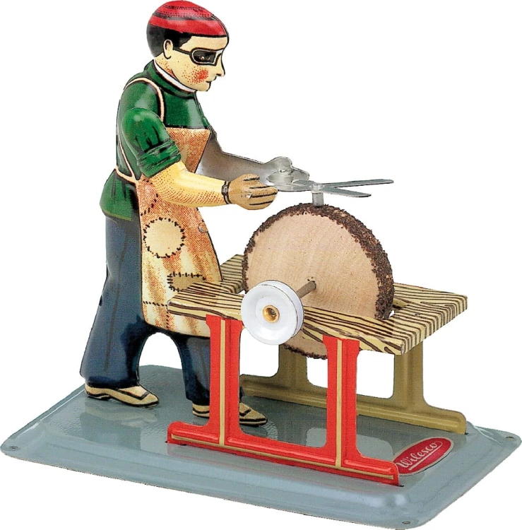 Robotnik ze szlifierką - model napędzany maszyną parową Wilesco