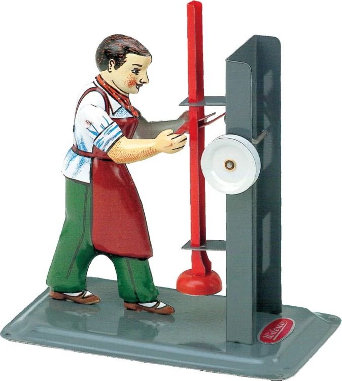 Robotnik ze ubijakiem - model napędzany maszyną parową Wilesco