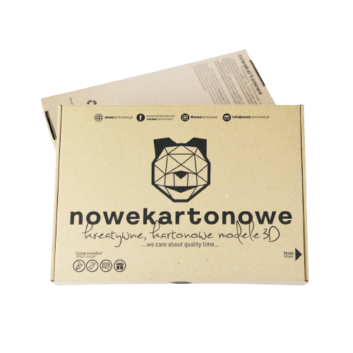 Duży kot - rzeżba z kartonu DIY - zawartość zestawu.