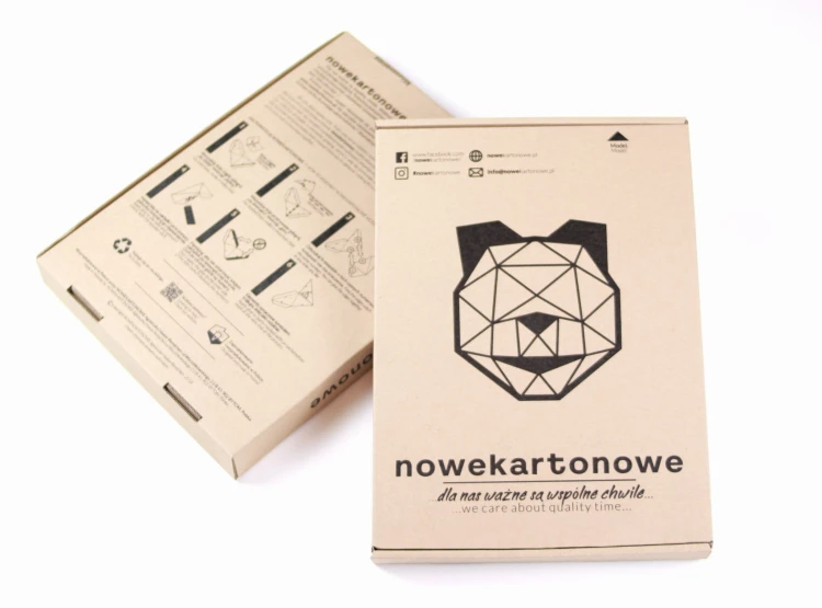 Duży kot - rzeżba z kartonu DIY - zawartość zestawu.