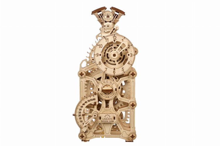 Ugears Engine Clock - drewniany zegar mechaniczny DIY