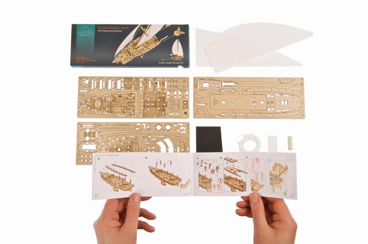Drewniany model jachtu oceanicznego do składania - Ocean Beauty Ugears