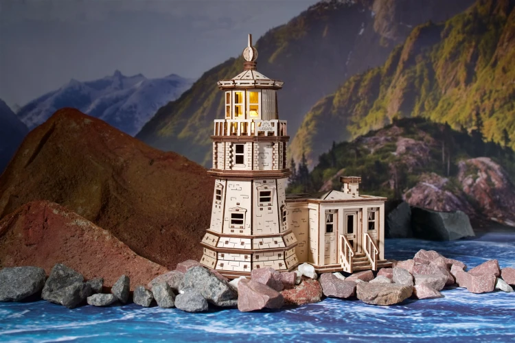 Latarnia Morska Split Rock, drewniany model do składania Ugears