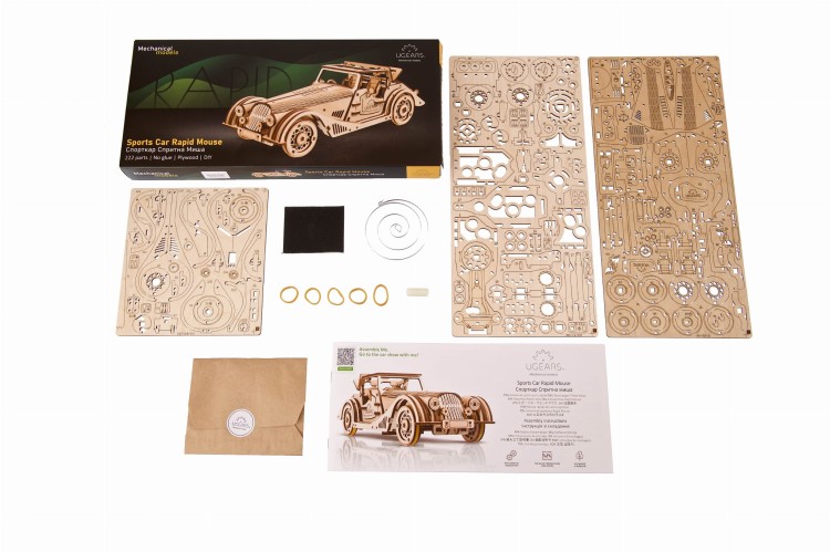 Sport Car Rapid Mouse – model mechaniczny samochodu do składania Ugears