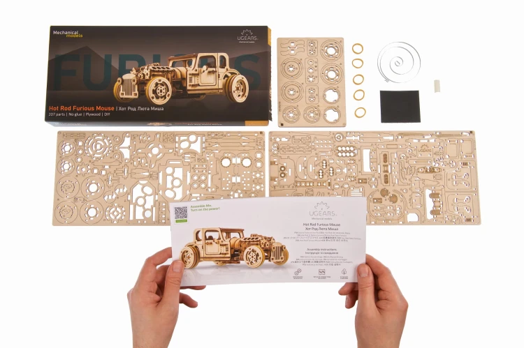 Hot Rod Furious Mouse – model mechaniczny samochodu do składania Ugears