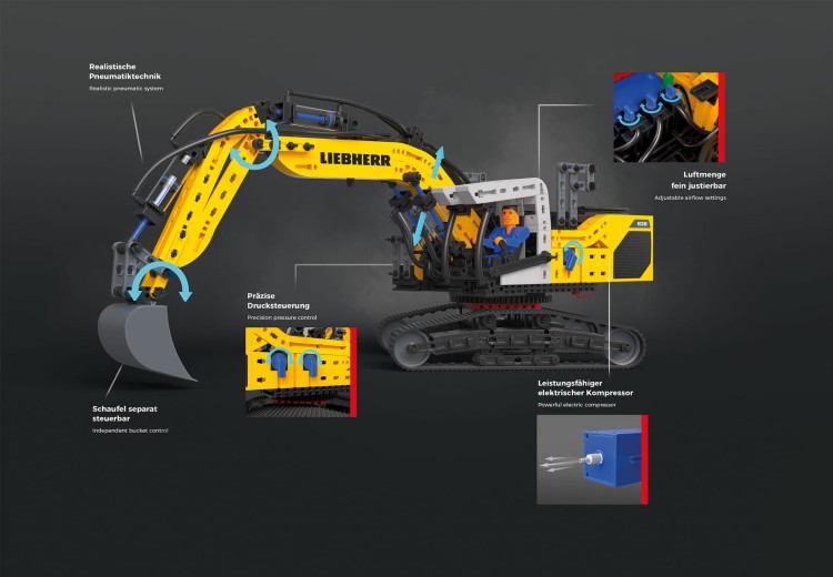 Liebherr R 938 - realistyczny model koparki z napędem pneumatycznym