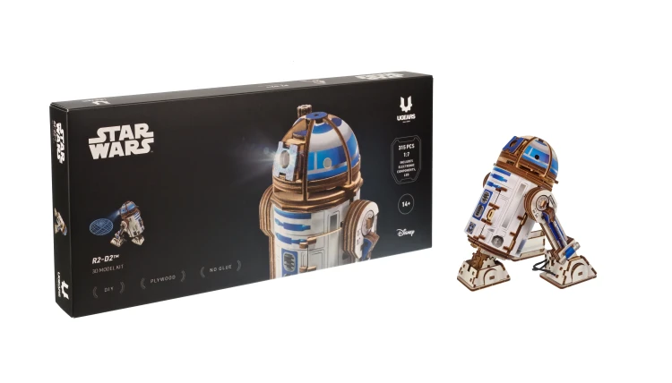 Puzzle 3D- R2D2 robot z sagi Gwiezdne Wojny  – model DIY Ugears