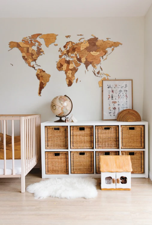 Puzzle 2d - Mapa Świata w odcieniach brązu - dekoracja ścienna