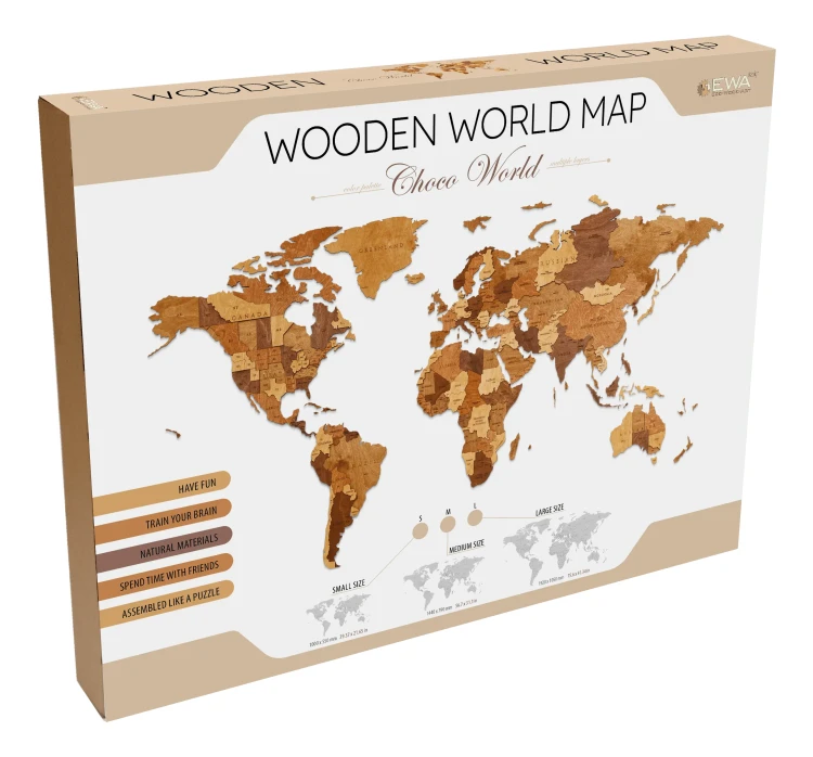 Puzzle 2d - Mapa Świata w odcieniach brązu - dekoracja ścienna