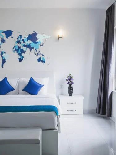 Puzzle 2d - Mapa Świata w odcieniach błękitu - dekoracja ścienna