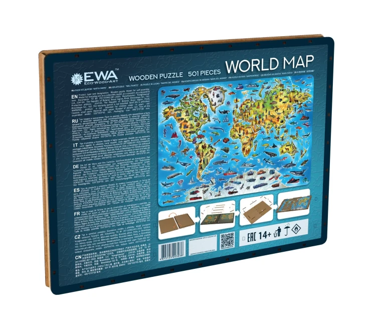 Puzzle 2d - Mapa świata do zamocowania na ścianie