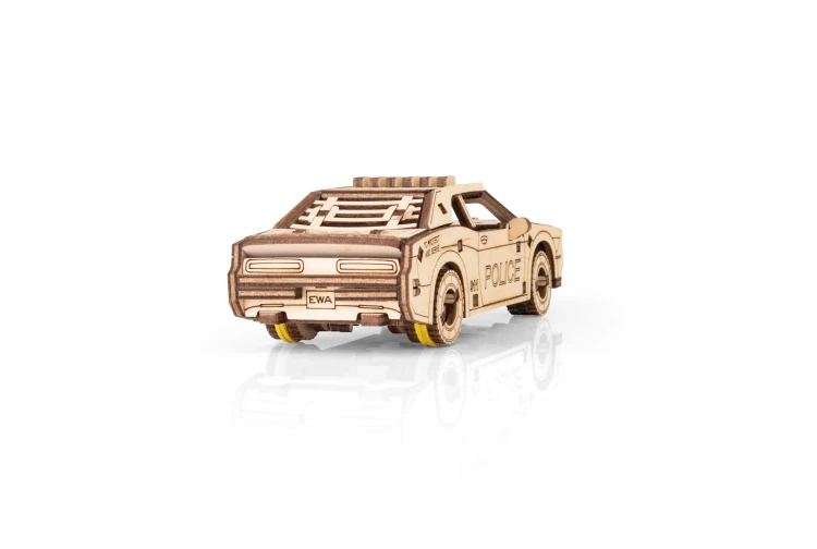 Mini samochodzik Policja - łatwe puzzle mechaniczne 3D