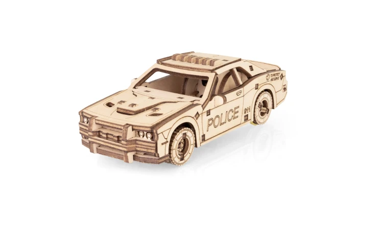 Mini samochodzik Policja - łatwe puzzle mechaniczne 3D
