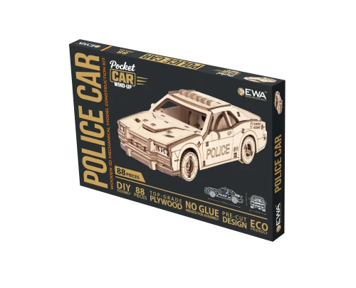 Mini samochodzik Policja - łatwe puzzle mechaniczne 3D