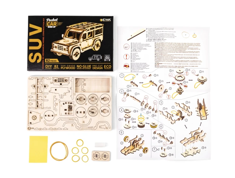 Mini samochodzik SUV - łatwe puzzle mechaniczne 3D