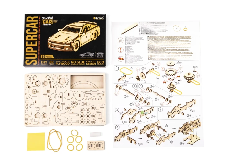 Mini samochodzik SuperCar- łatwe puzzle mechaniczne 3D