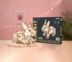 Skaczący królik- drewniane mechaniczne puzzle 3D