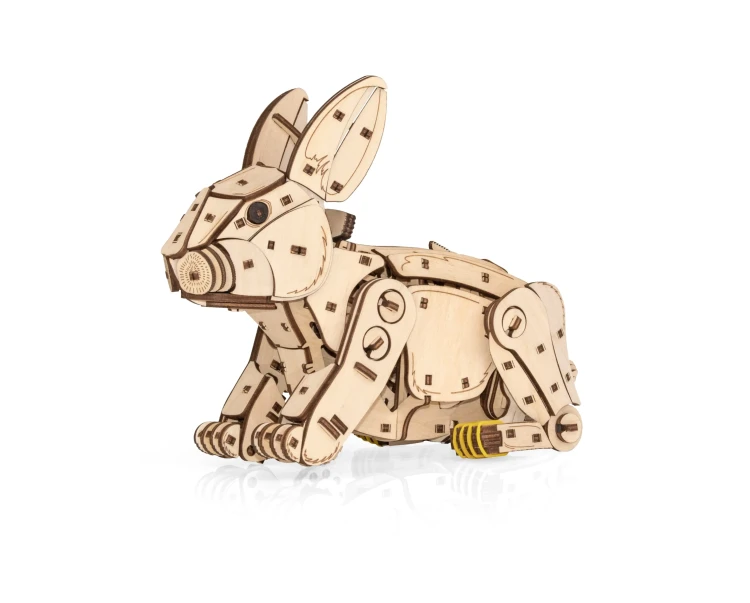 Skaczący królik- drewniane mechaniczne puzzle 3D