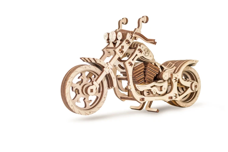 Motocykl Cruiser - ruchome, drewniane, mechaniczne puzzle 3D