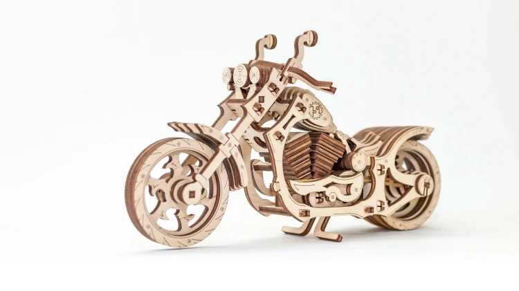 Motocykl Cruiser - ruchome, drewniane, mechaniczne puzzle 3D