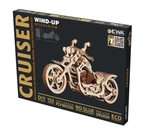 Motocykl Cruiser - ruchome, drewniane, mechaniczne puzzle 3D