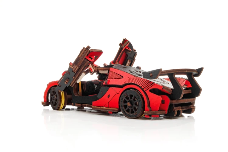 Samochód wyścigowy Racing Car Red- ruchome, drewniane, mechaniczne puzzle 3D