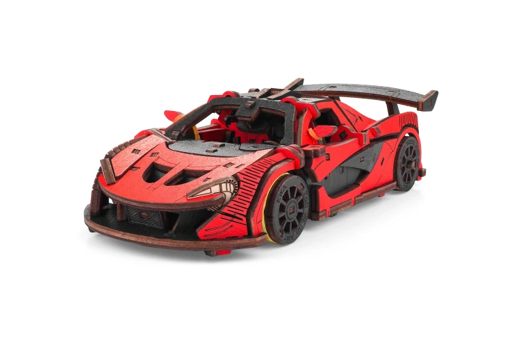 Samochód wyścigowy Racing Car Red- ruchome, drewniane, mechaniczne puzzle 3D