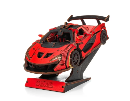 Samochód wyścigowy Racing Car Red- ruchome, drewniane, mechaniczne puzzle 3D