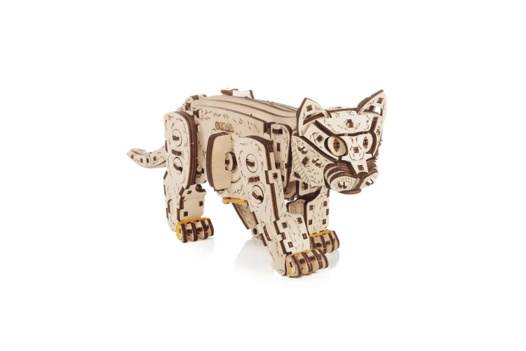 Drewniana figurka Kotek - mechaniczne puzzle 3d