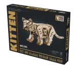 Drewniana figurka Kotek - mechaniczne puzzle 3d