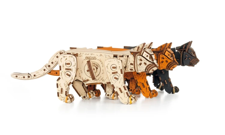 Drewniana figurka Kotek - mechaniczne puzzle 3d
