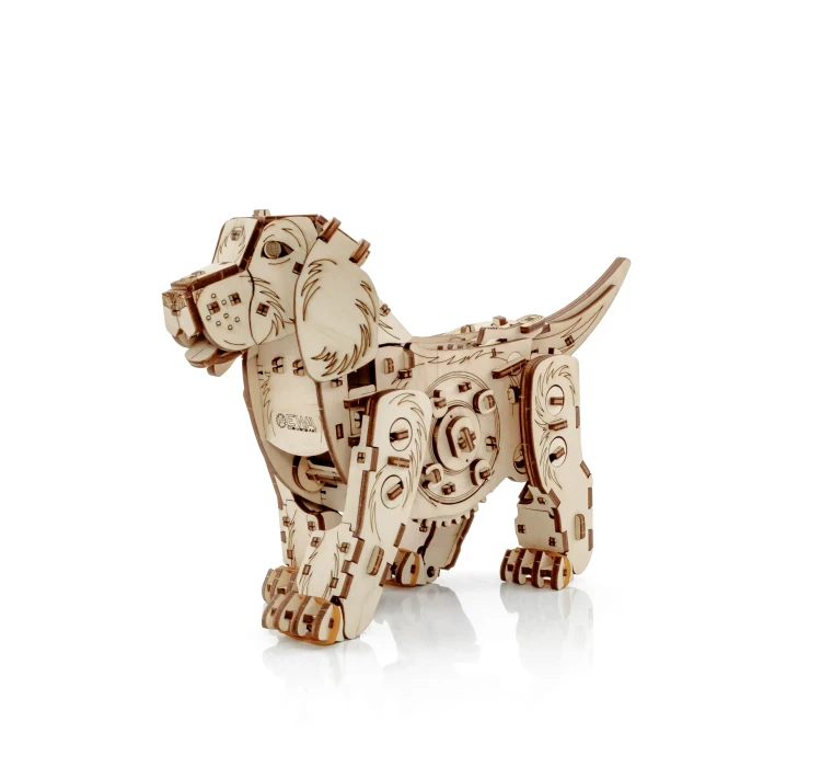 Drewniana figurka Szczeniak- mechaniczne puzzle 3d