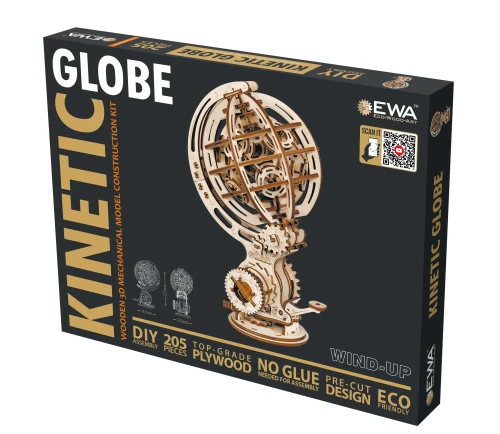 Ruchomy globus - drewniane, mechaniczne puzzle 3D