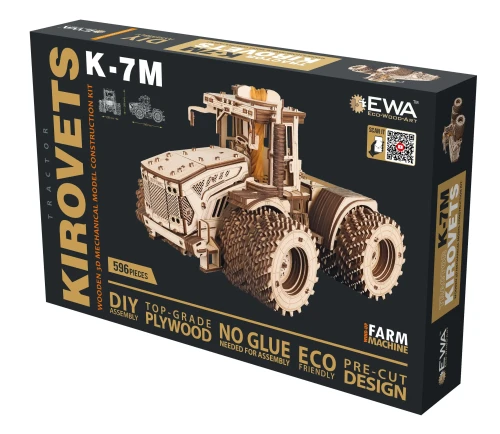 Traktor Kirovets K-7M - drewniane, mechaniczne puzzle 3D