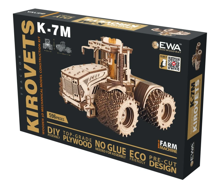 Traktor Kirovets K-7M - drewniane, mechaniczne puzzle 3D