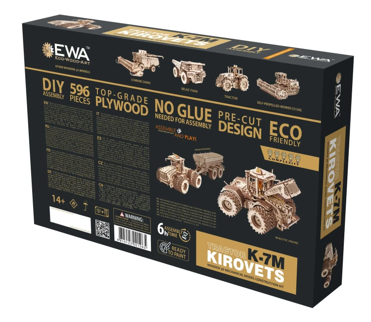 Traktor Kirovets K-7M - drewniane, mechaniczne puzzle 3D