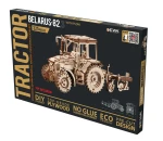 Traktor BELARUS-82.3 z pługiem- drewniane, mechaniczne puzzle 3D