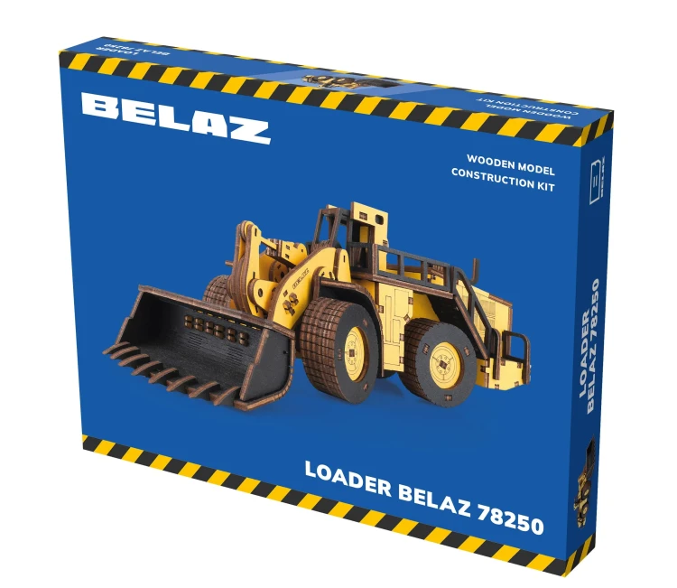 Drewniany model Biełaz 78250, 230 el. ciężka ładowarka do składania 3d
