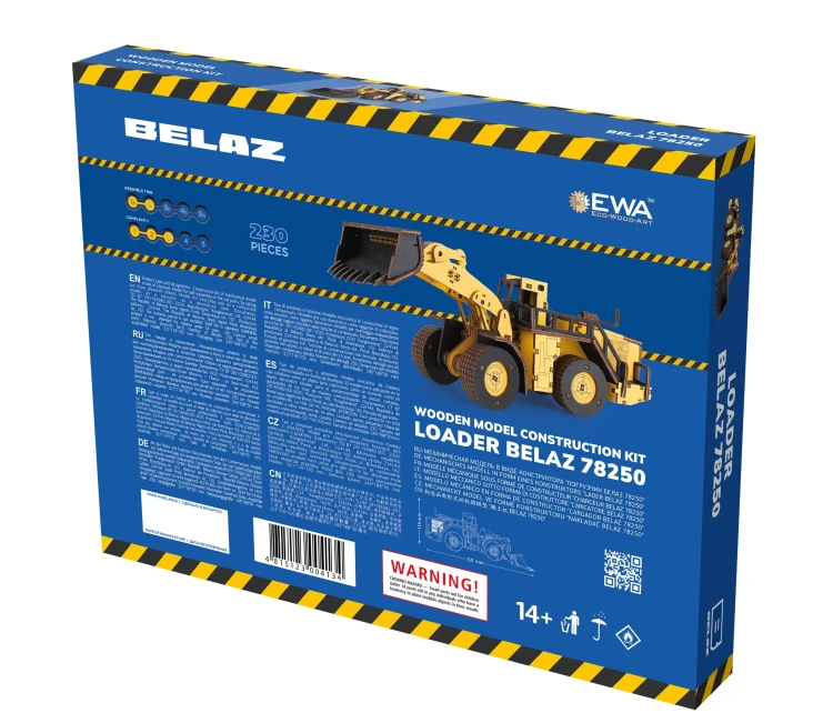 Drewniany model Biełaz 78250, 230 el. ciężka ładowarka do składania 3d
