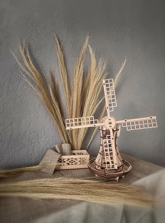 Drewniany model wiatraka 227 el. zestaw do składania puzzle 3d