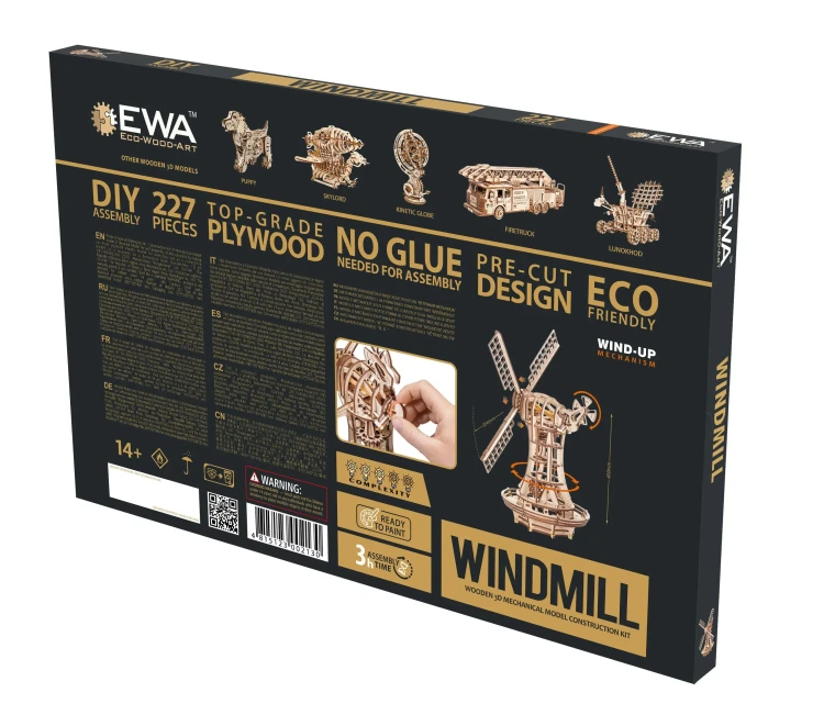 Drewniany model wiatraka 227 el. zestaw do składania puzzle 3d
