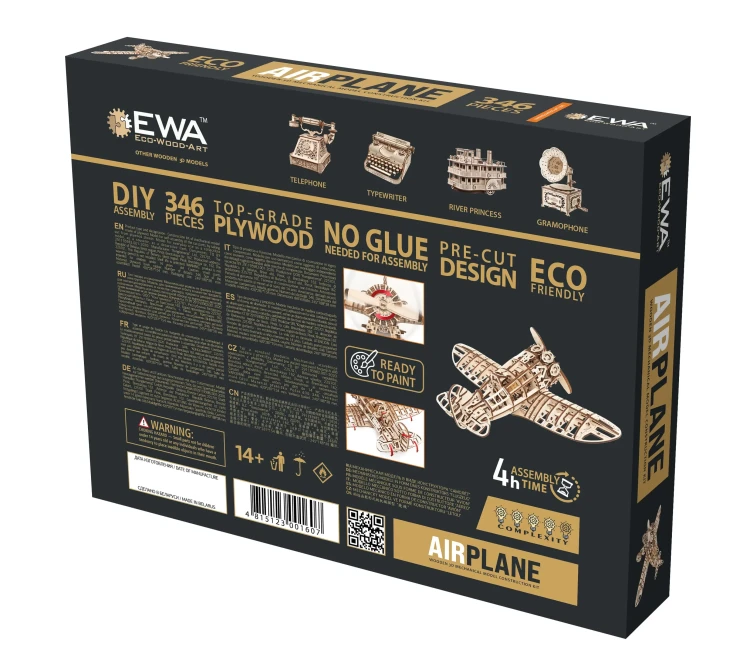 Drewniany model samolotu 346 el. drewniane puzzle 3d