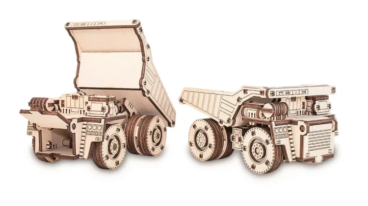Wywrotka BELAZ Mini - drewniane, mechaniczne puzzle 3D