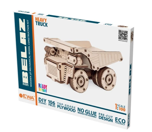 Wywrotka BELAZ Mini - drewniane, mechaniczne puzzle 3D