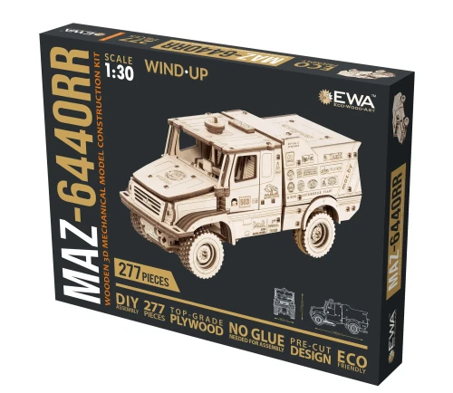 Ciężarówka MAZ 6440- drewniane mechaniczne puzzle 3D