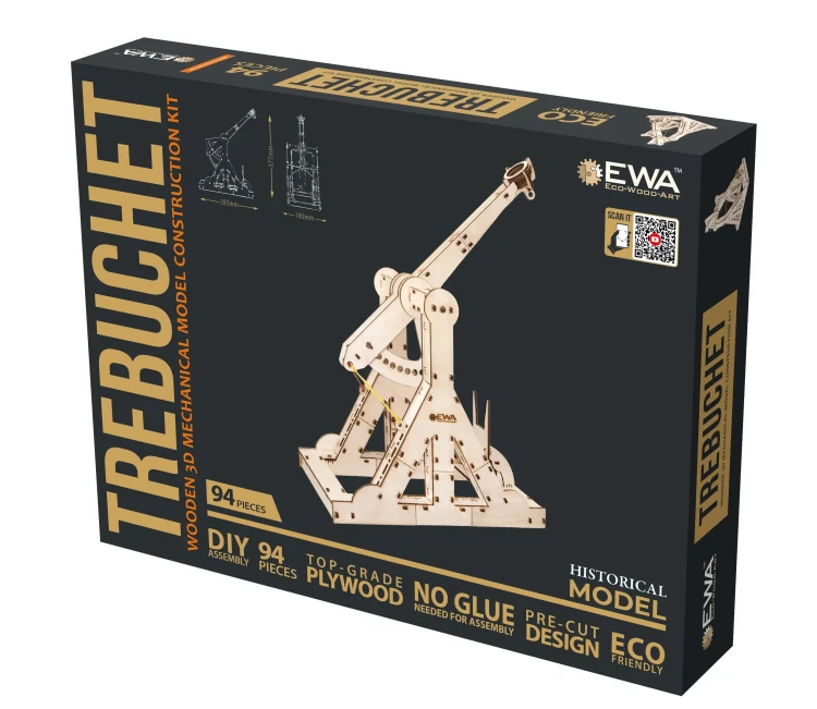 Model katapulty - drewniane mechaniczne puzzle 3D